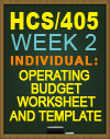 HCS/405 Operating Budget Worksheet and Template